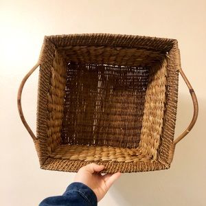 Large Hand Woven Wicker Basket With Handles